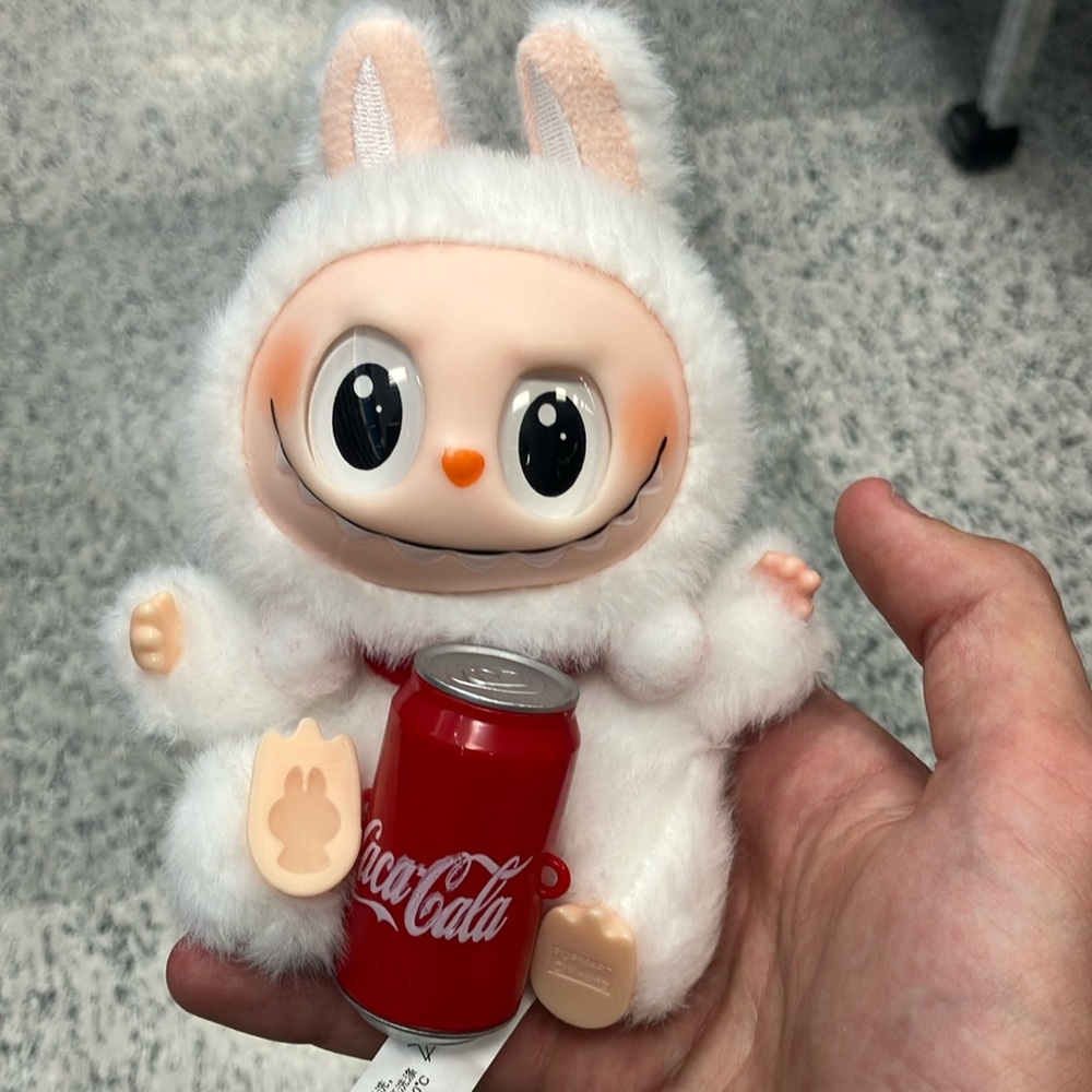White labubu cocoa cola vinyl face doll